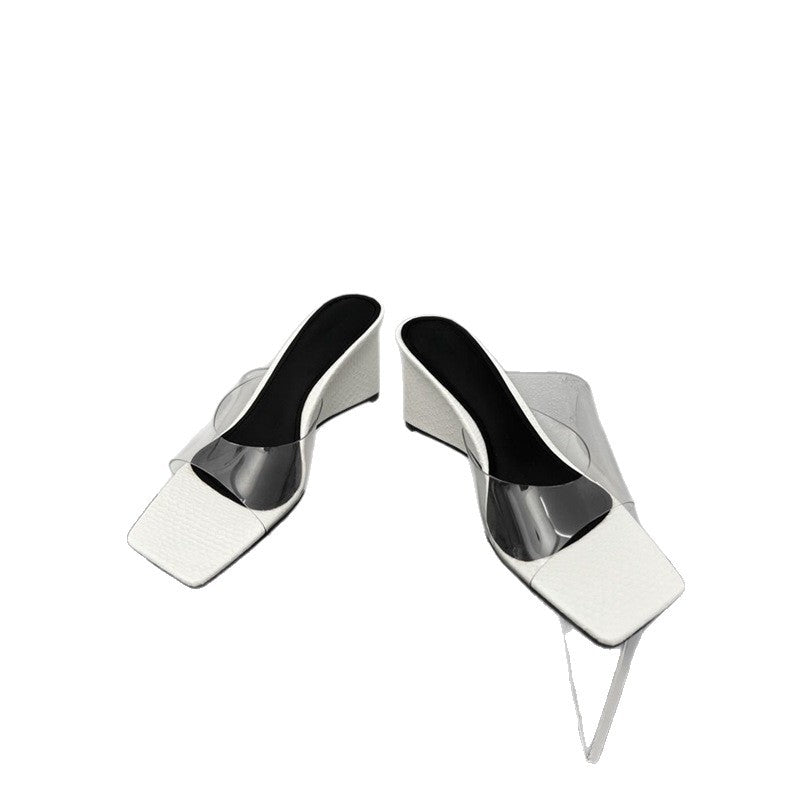 Damen Plateau-Pumps mit Schlangenmuster und transparentem Riemendesign R&B