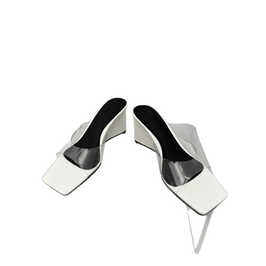 Damen Plateau-Pumps mit Schlangenmuster und transparentem Riemendesign R&B