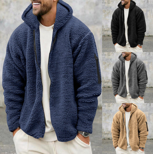 Herren fleecegefütterte Jacke mit praktischen Taschen und Kapuze R&B