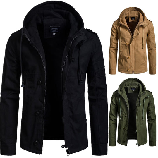 Herren funktionale Outdoor-Jacke mit hohem Kragen und praktischen Taschen R&B