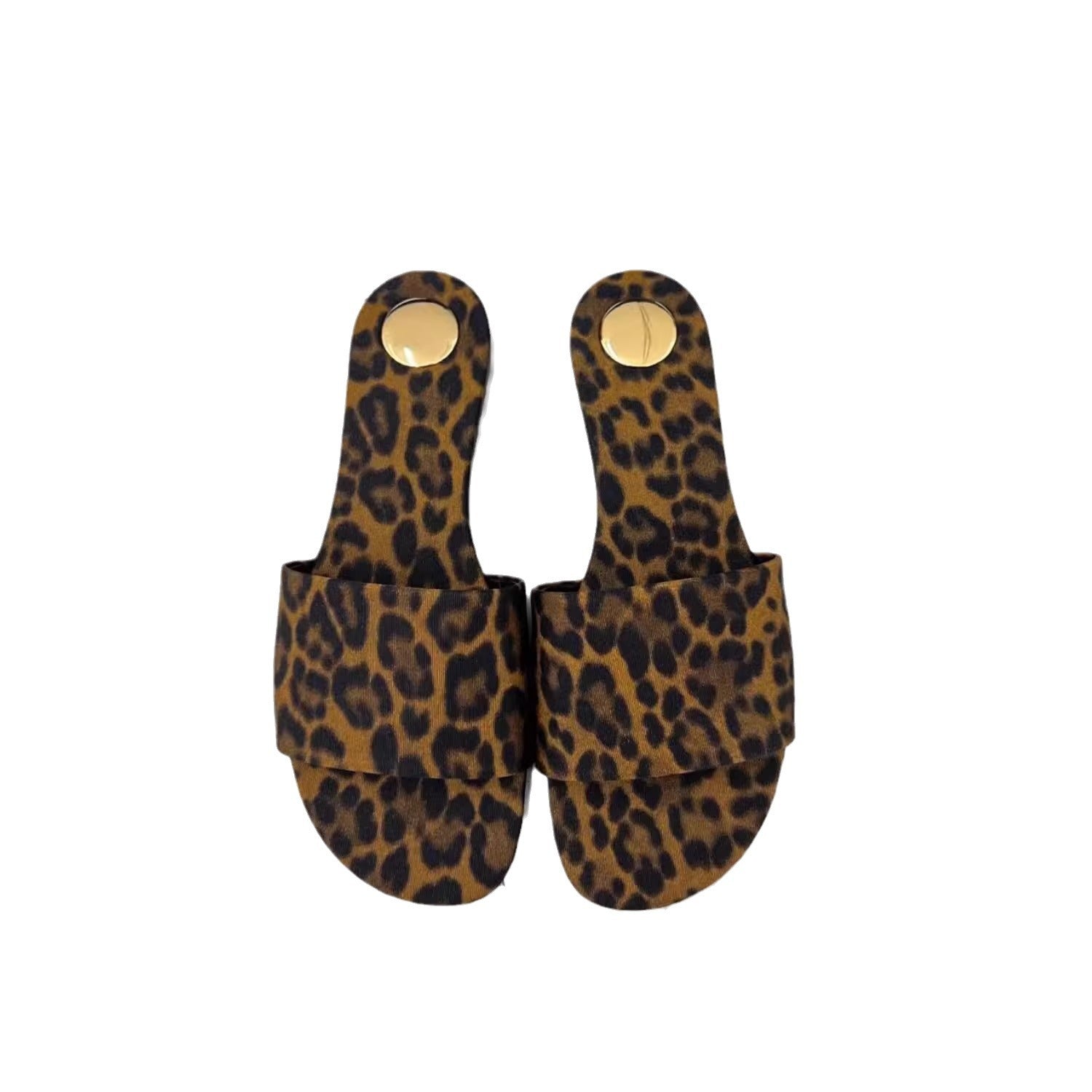 Damen Sandalen im luxuriösen Leopardenmuster mit breitem Riemen und eleganter Schnallenakzent R&B