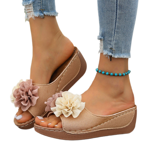 Damen Wedge-Pantoletten mit floralem Detail R&B