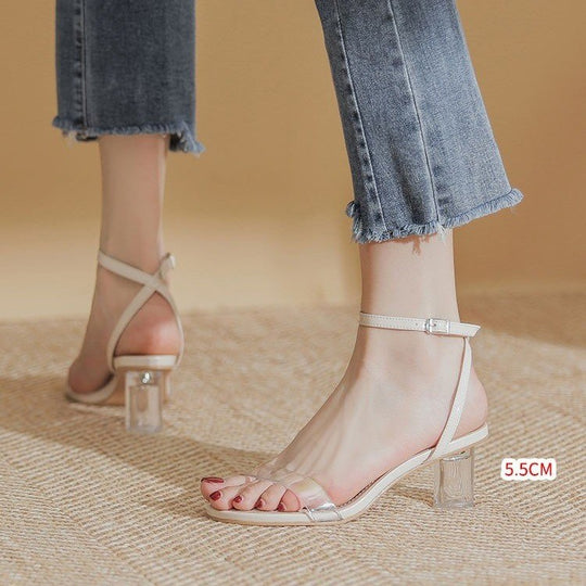 Damen Transparente Riemchen-Sandalen mit elegantem Blockabsatz R&B