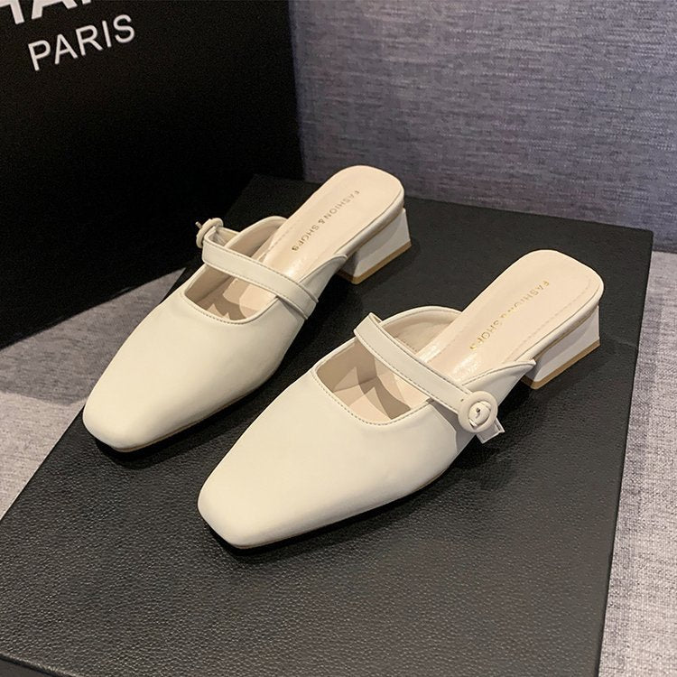 Damen elegante Mules mit schickem Riemendesign R&B