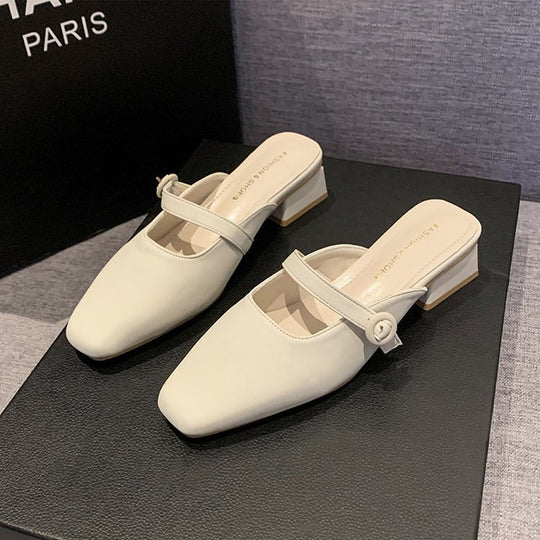 Damen elegante Mules mit schickem Riemendesign R&B
