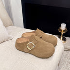 Damen Clogs aus hochwertigem Wildleder mit eleganter Schnalle R&B