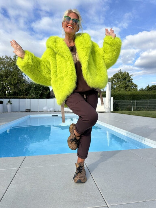Damen Modische Fleecejacke mit weich gefüttertem Kragen und weitem Schnitt R&B