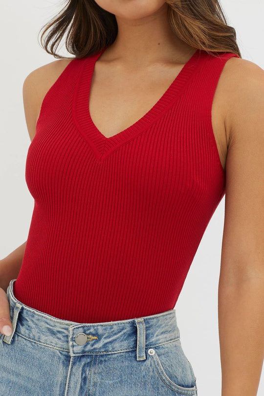 Damen figurbetontes V-Ausschnitt Rippenshirt R&B