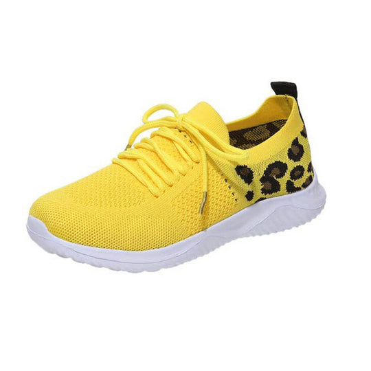 Damen nan atmungsaktiver Strick-Sneaker mit elastischem Einstieg, gepolstertem Komfortfußbett und Animalprint-Fersenbesatz R&B