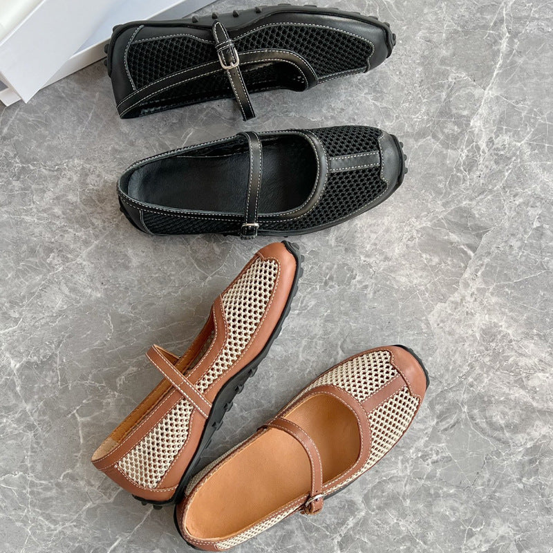 Damen Ballerinas mit elegantem Riemchen und atmungsaktivem Obermaterial