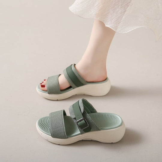 Damen bequeme Sandalen mit breitem Riemen und ergonomischer Sohle R&B
