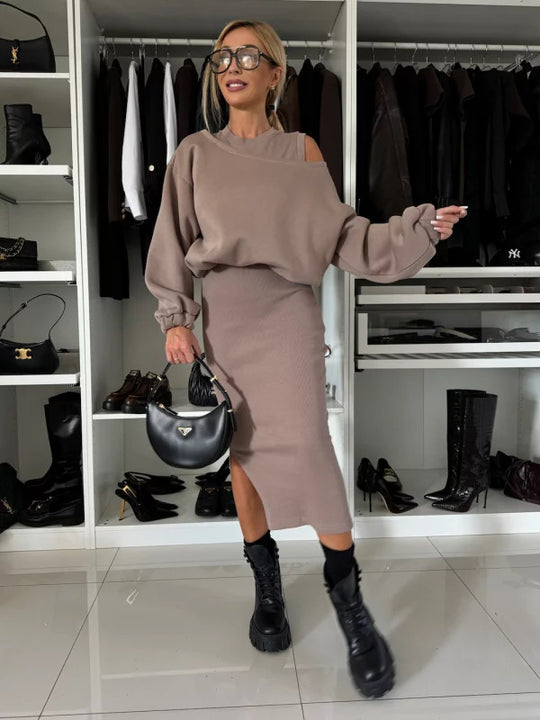 Damen Sweatshirt und Rock Set R&B