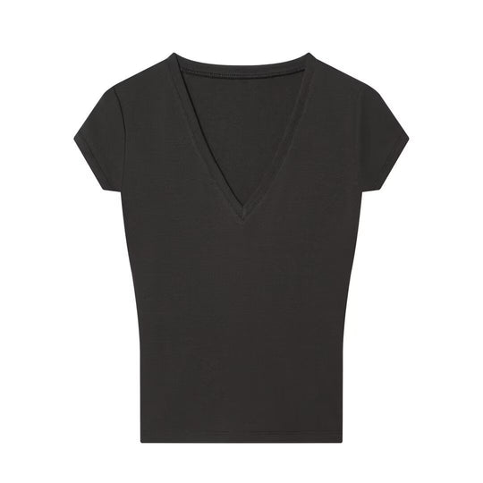 Damen V-Ausschnitt T-Shirt aus hochwertiger Baumwolle R&B