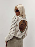 Damen gehäkeltes Crop-Top mit modischer Lochstruktur R&B