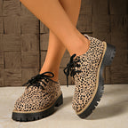 Damen Mode Schnürschuhe mit trendigem Animal-Print und rutschfester Sohle R&B
