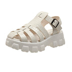 Damen Plateau-Sandalen mit trendigem Riemendesign und stabiler Gummisohle R&B