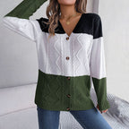 R&B | Farbblock Strickjacke mit Modischem Stil