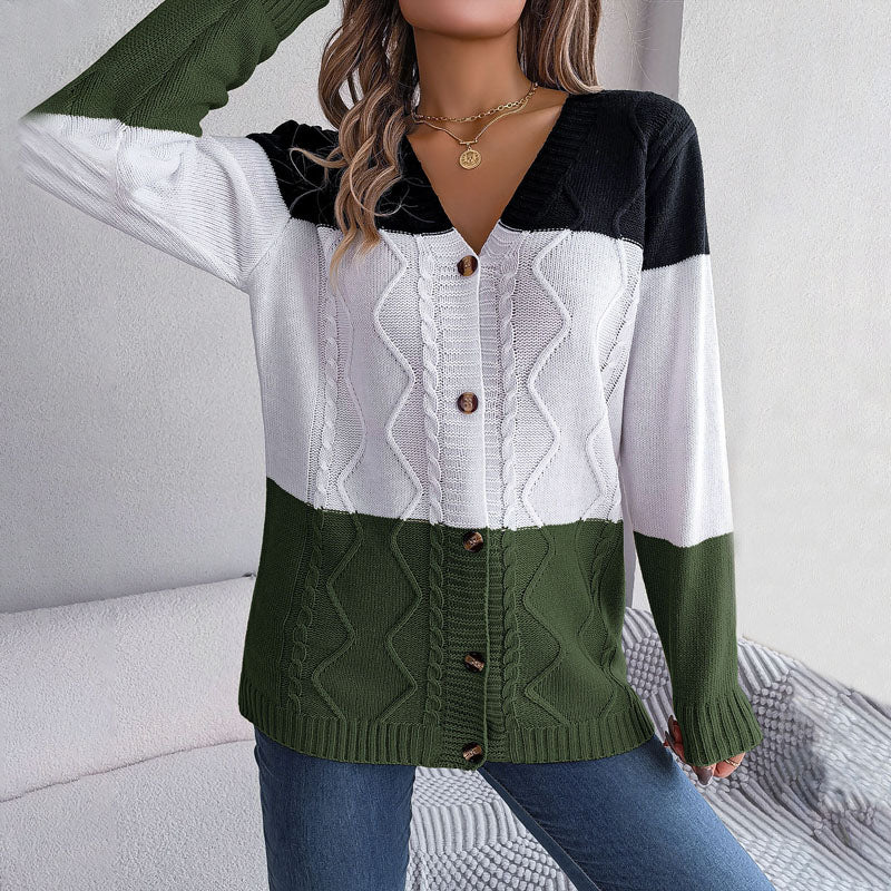 R&B | Farbblock Strickjacke mit Modischem Stil