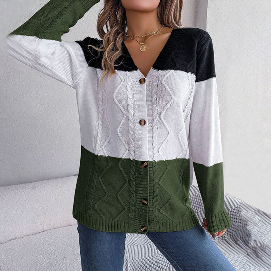 R&B | Farbblock Strickjacke mit Modischem Stil