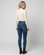 Damen Strickpullover Slim-Fit Stehkragen Langarm Shirt Fleece-Futter