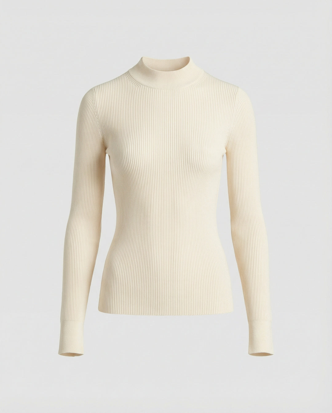 Damen Strickpullover Slim-Fit Stehkragen Langarm Shirt Fleece-Futter
