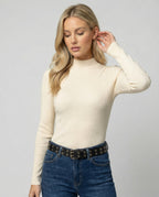 Damen Strickpullover Slim-Fit Stehkragen Langarm Shirt Fleece-Futter