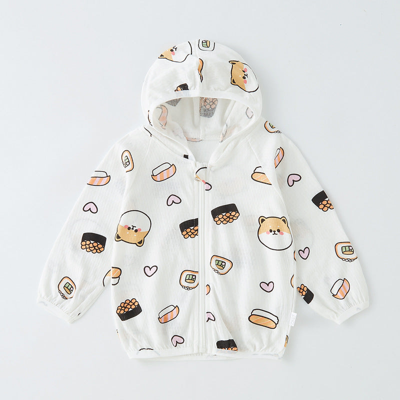 Unisex nan leichte atmungsaktive Kapuzen-Zip-Jacke aus Musselin für Babys mit Hasenmotiv R&B