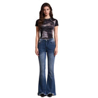 Damen Schlagjeans mit fransigem Saum