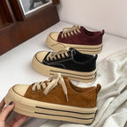 Damen modische Plateau-Sneaker mit samtiger Oberfläche und elastischem Schnürsystem R&B