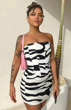 Damen Mini-Kleid mit strukturiertem ZR&Bra-Muster und schmalem Schnitt R&B