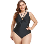 Damen Eleganter Hochgeschnittener Einteiler Badeanzug mit modischem Ringdetail R&B