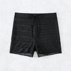 Damen Elegante Badeshorts mit transparentem Netzdesign R&B