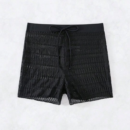 Damen Elegante Badeshorts mit transparentem Netzdesign R&B