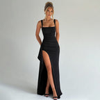 Damen elegante Maxi-Abendrobe mit seitlichem Schlitz und taillierter Silhouette EB