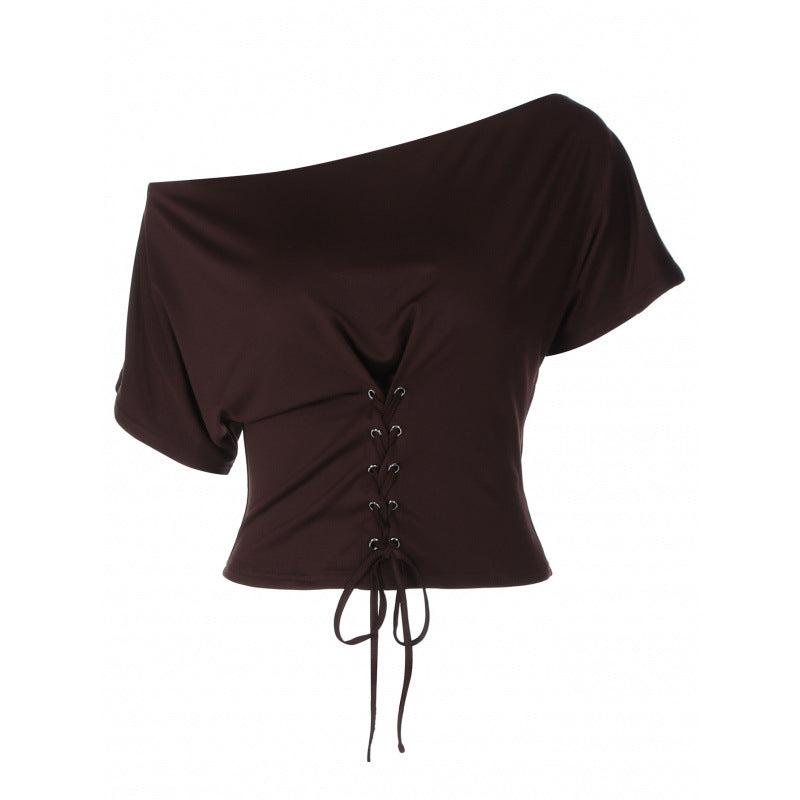 Damen asymmetrisches Oberteil mit raffiniertem Schnürdesign R&B