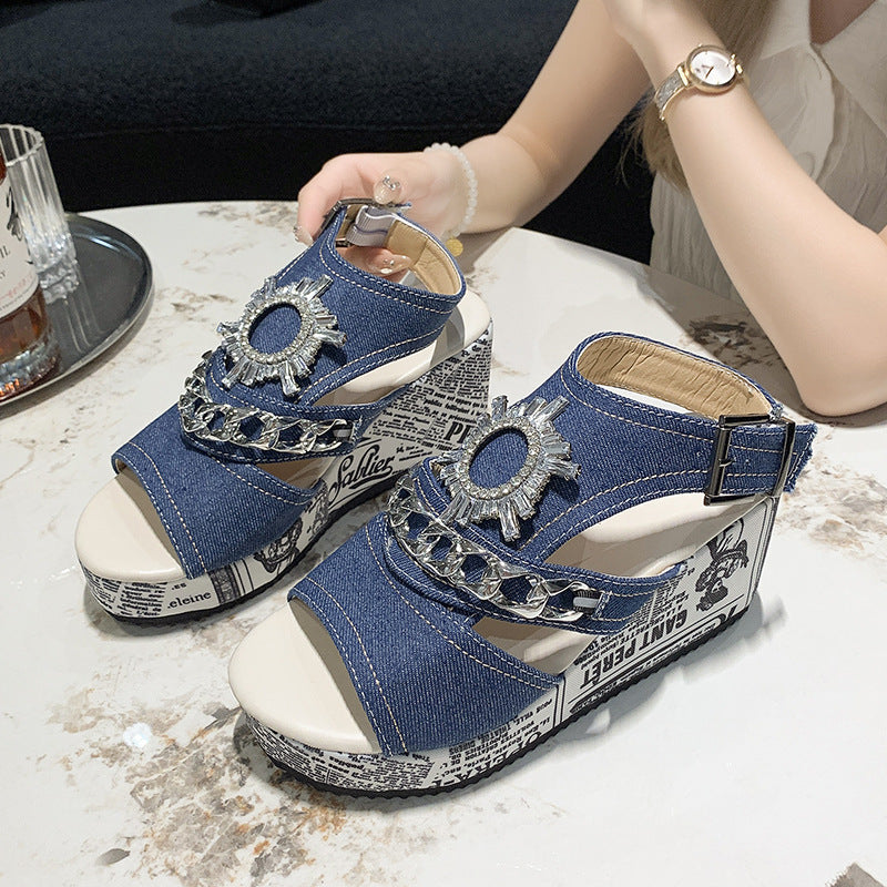 Damen Wedge-Sandalen mit eleganten Verzierungen R&B