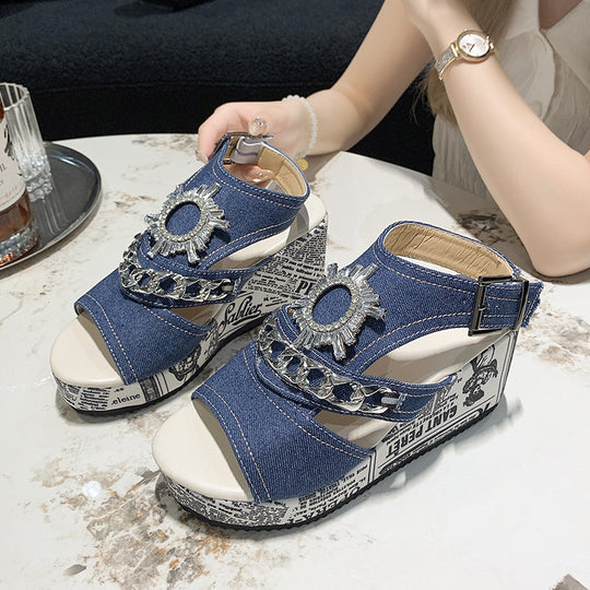 Damen Wedge-Sandalen mit eleganten Verzierungen R&B