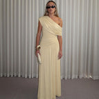 Damen Elegantes asymmetrisches Maxikleid mit Raffungen R&B