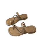 Damen elegante Flip-Flops mit modischem Zierstein und geschwungenem Riemendesign EB