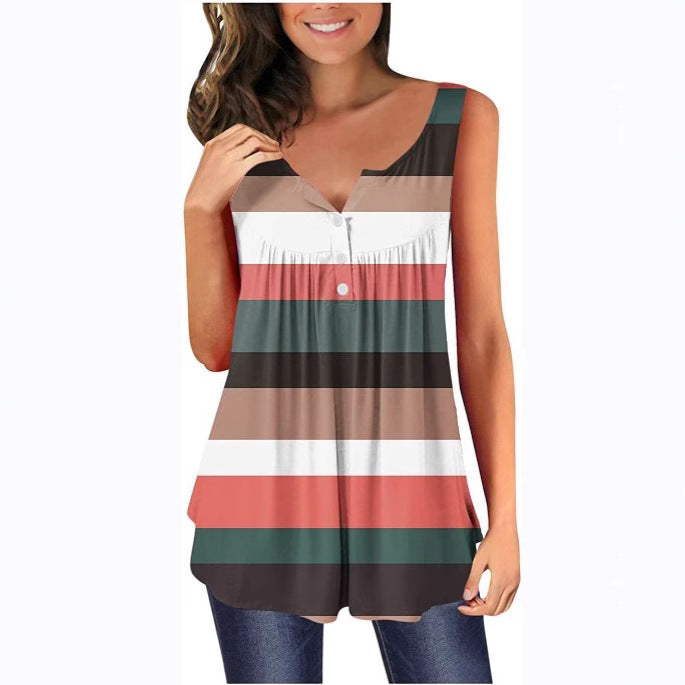 Damen gestreiftes ärmelloses Tunika-Top R&B