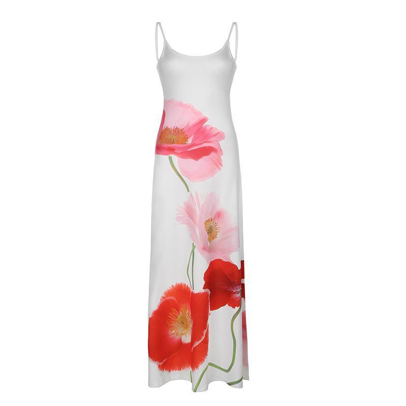 Damen Freizeit-Maxikleid mit floralem Druck und eleganten Spaghettiträgern R&B