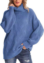 Damen Weicher Strickpullover mit hohem Kragen und Kabelmuster R&B