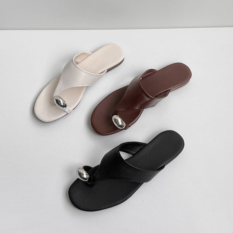 Damen Zehentrenner Sandalen mit schickem Metallakzent R&B