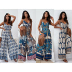 Damen Jumpsuit mit floralem Design und taillierbarem Gürtel R&B