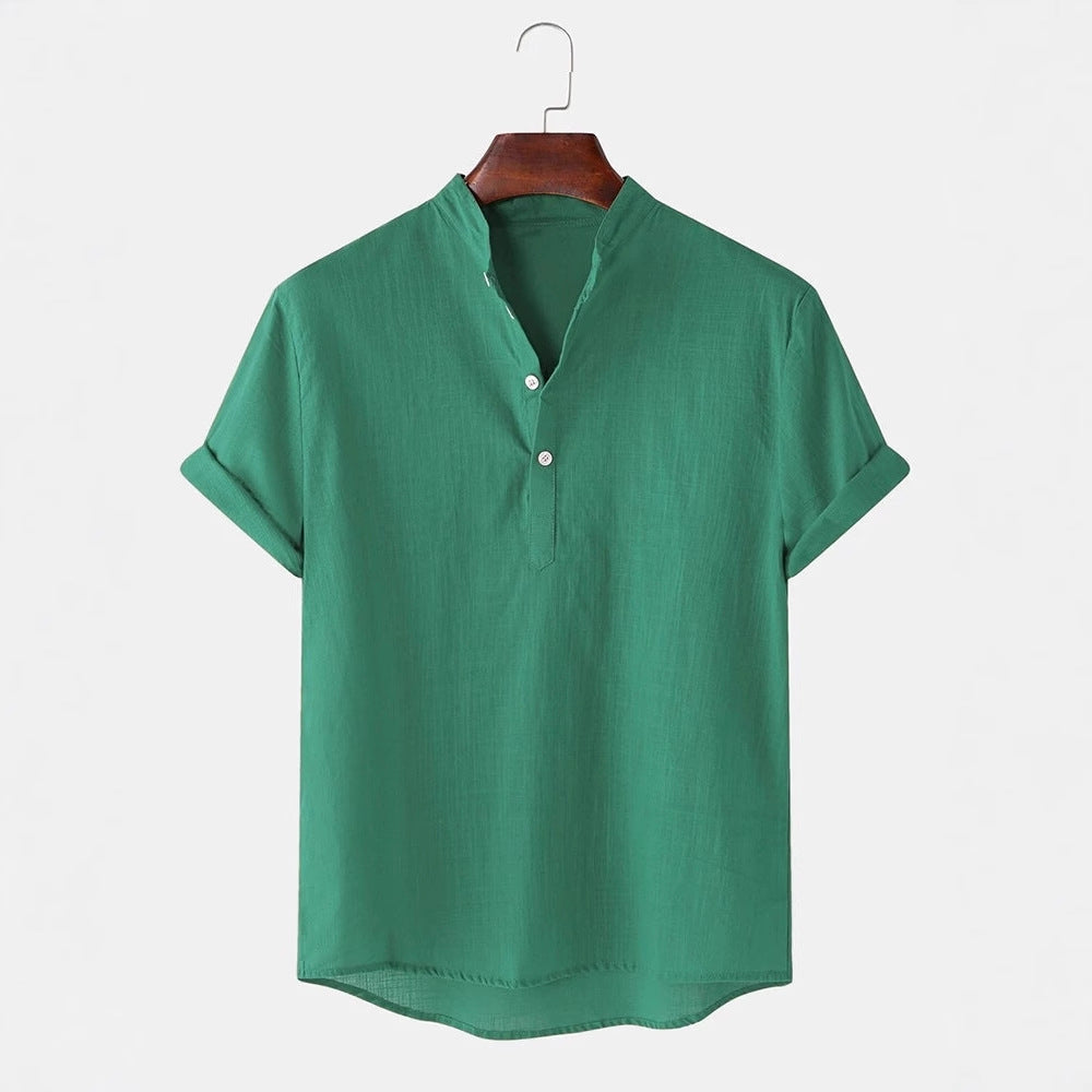 Herren Kurzarmhemd mit innovativem Henley-Ausschnitt und fließendem Material