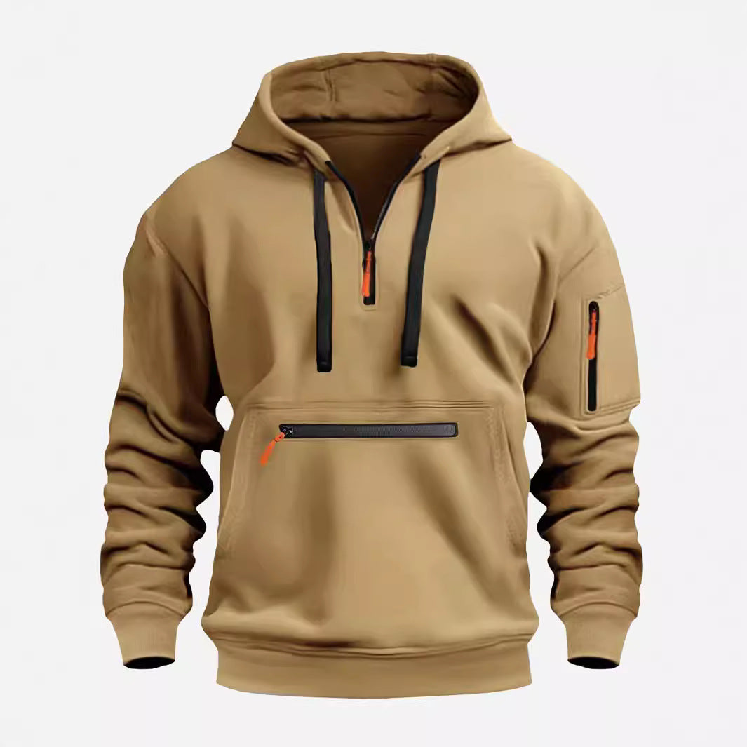 Herren modischer Kapuzenpullover mit praktischen Reißverschluss-Taschen R&B
