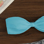 Damen Bandeau-Bikini-Oberteil mit Plissee-Design