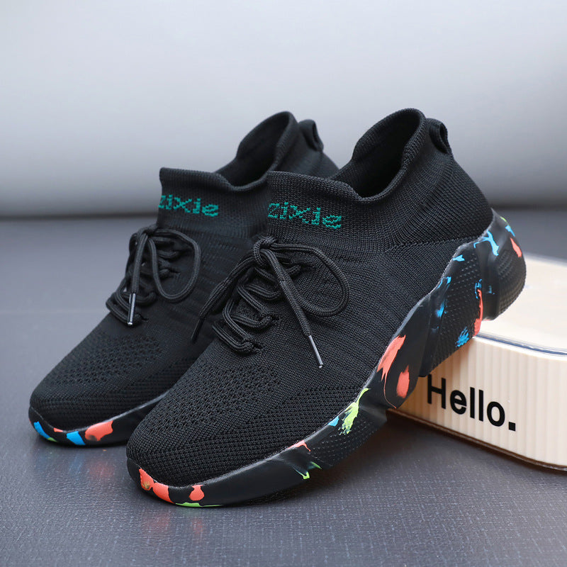Herren nan sockenähnliche Strick-Sneaker mit nahtlosem Obermaterial und gedämpfter EVA-Plateausohle R&B