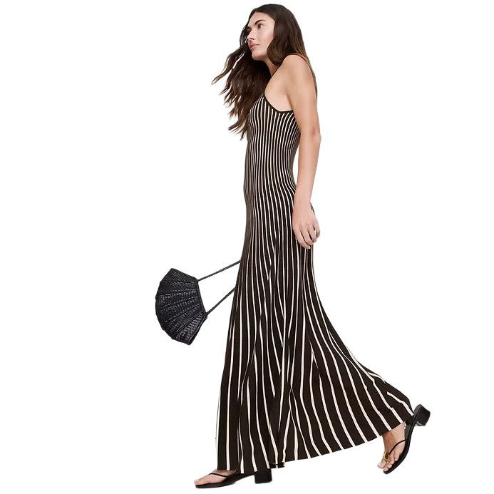 Damen nan elegantes Maxikleid im Unterkleid-Stil mit Spaghettiträgern, tailliertem Schnitt und weitem Saum R&B
