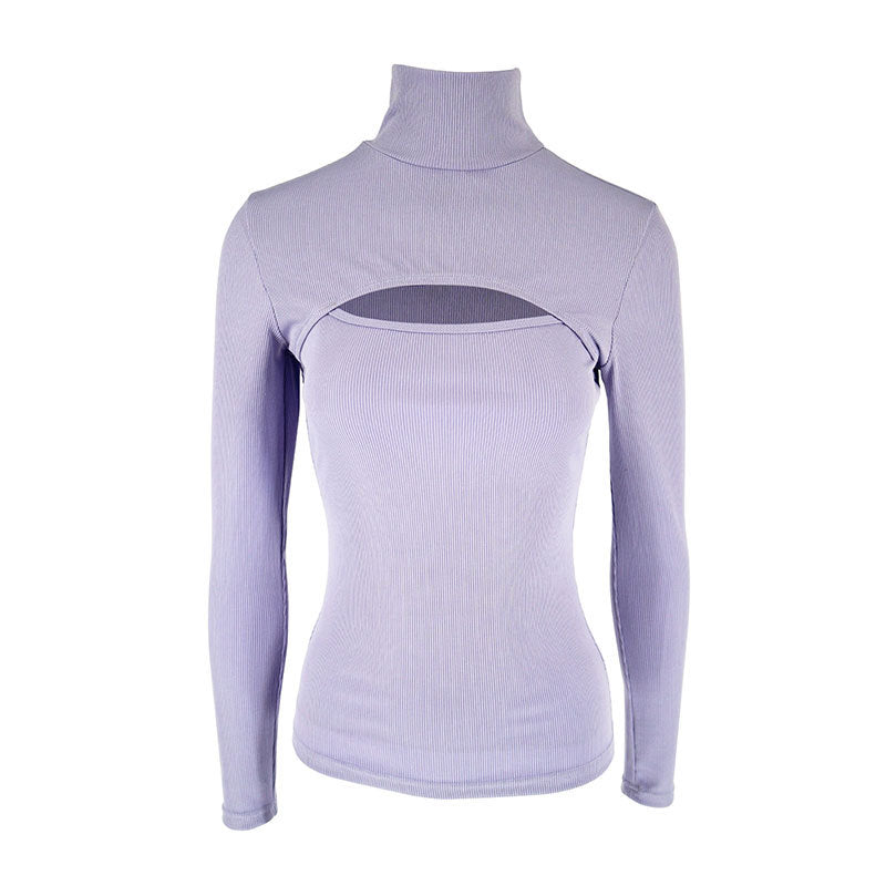 Damen Trendy Langarmoberteil mit Stehkragen und Cut-Out-Details R&B